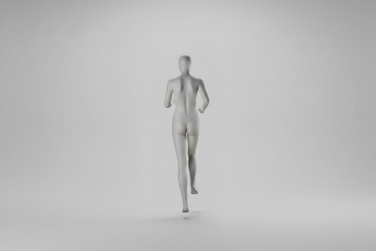 Female Runner Mannequin with Base & Poles - Light Grey (7046)