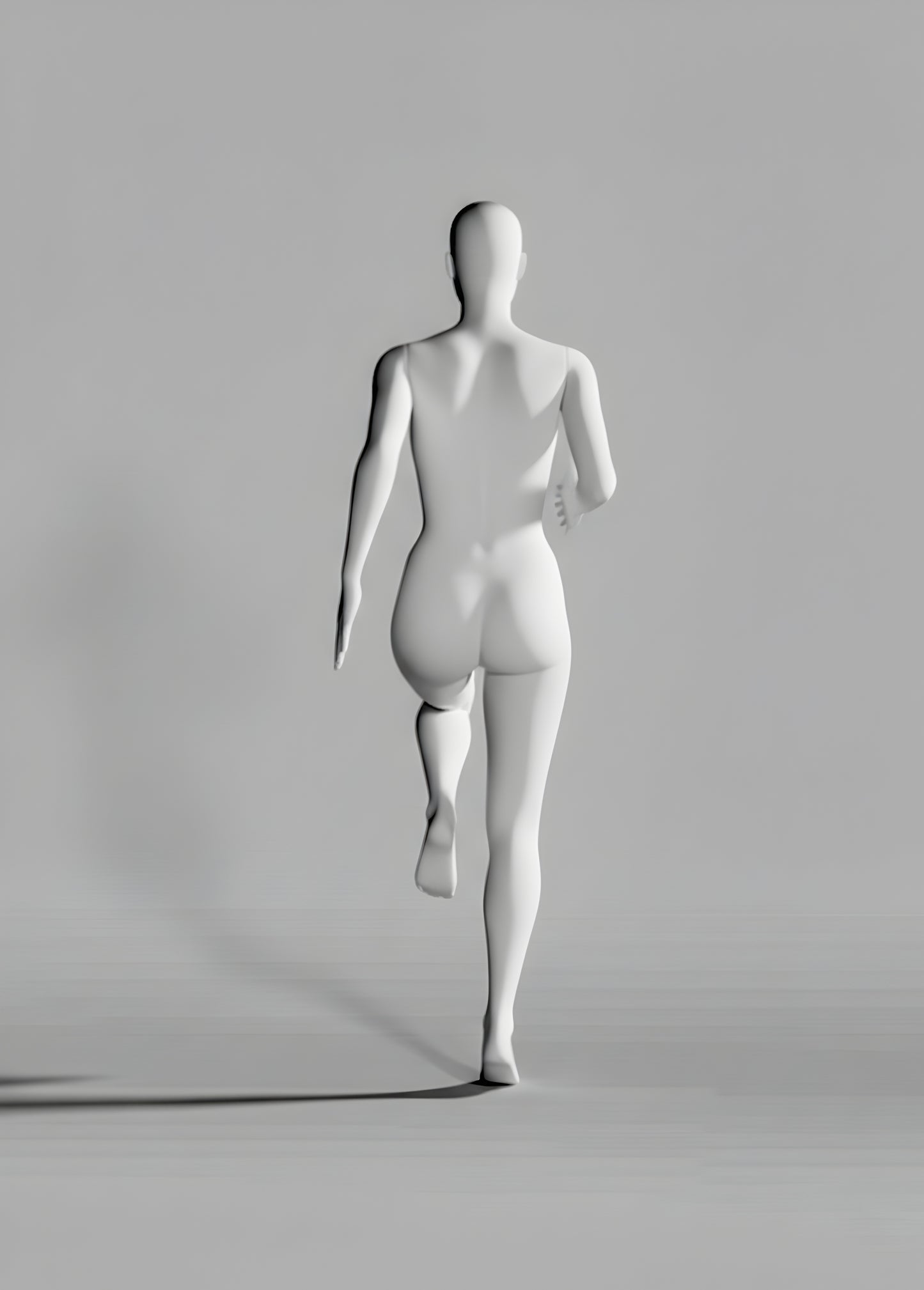 Female Sprinter Mannequin with Base & Pole - Light Grey (7046)