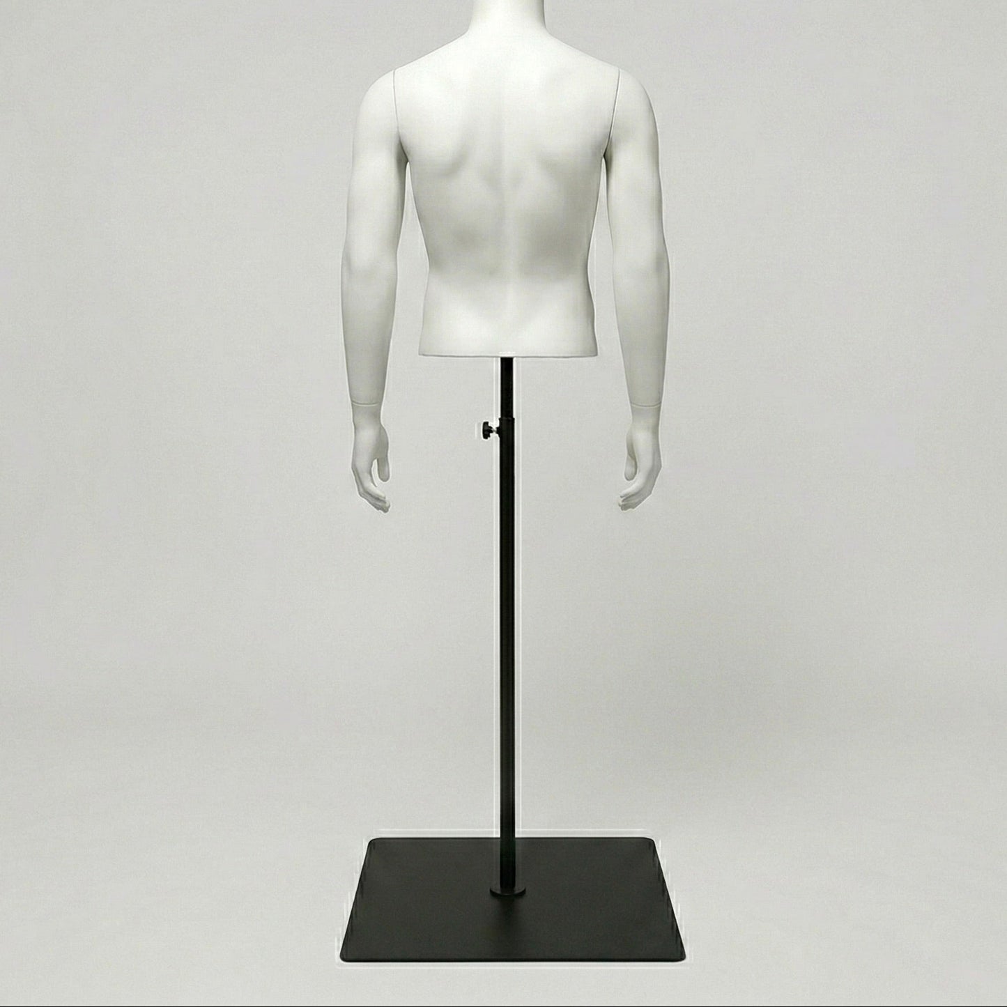 Headless Male Torso with Arms - White with Black Base & Pole