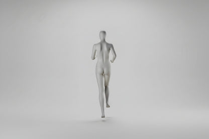 Female Runner Mannequin with Base & Poles - Light Grey (7046)