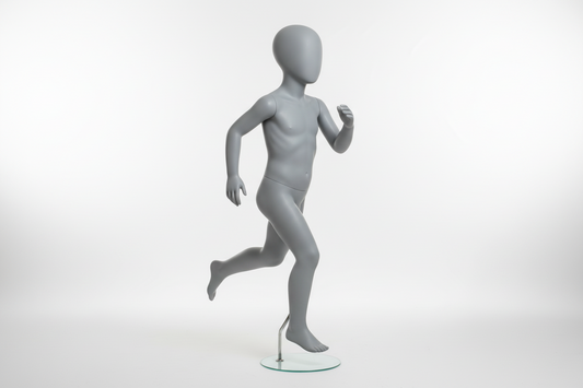 Kid’s Running Pose Mannequin – Traffic Grey B (RAL 7043)
