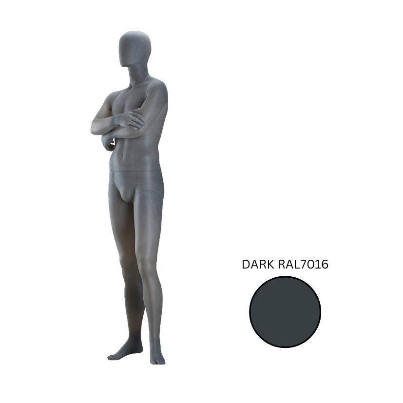 Male Mannequin Arms Crossed Dark Grey