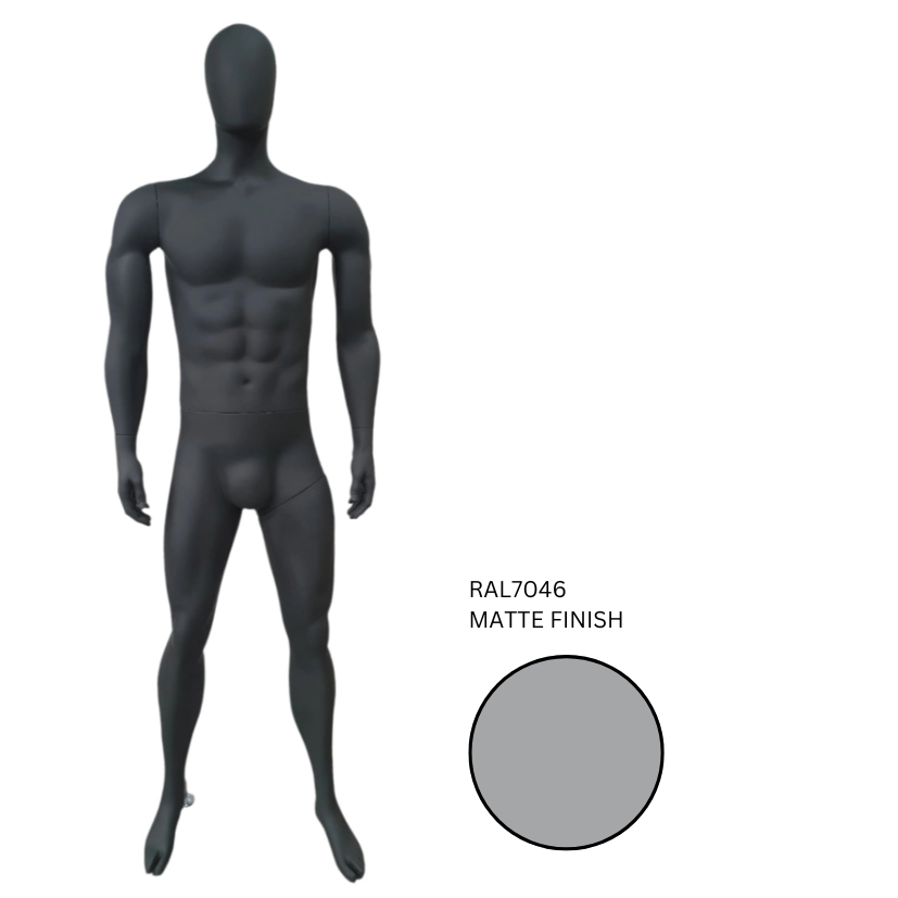 Male Athletic Mannequin With Head Grey