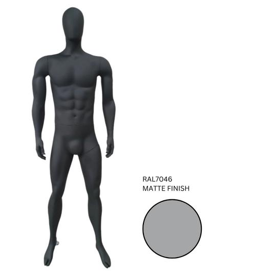 Male Athletic Mannequin With Head Grey