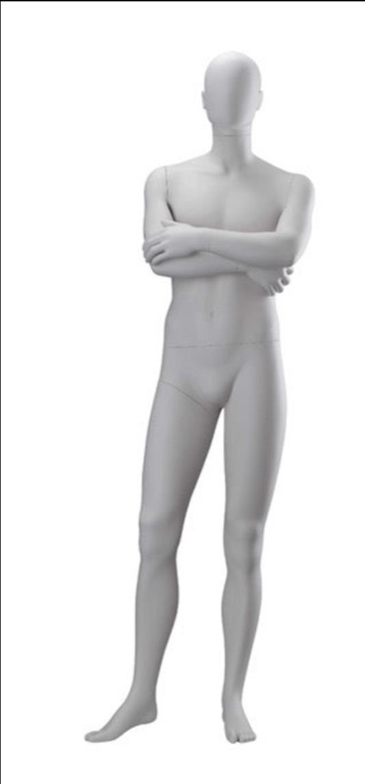 Male Mannequin Arms Crossed Dark Grey