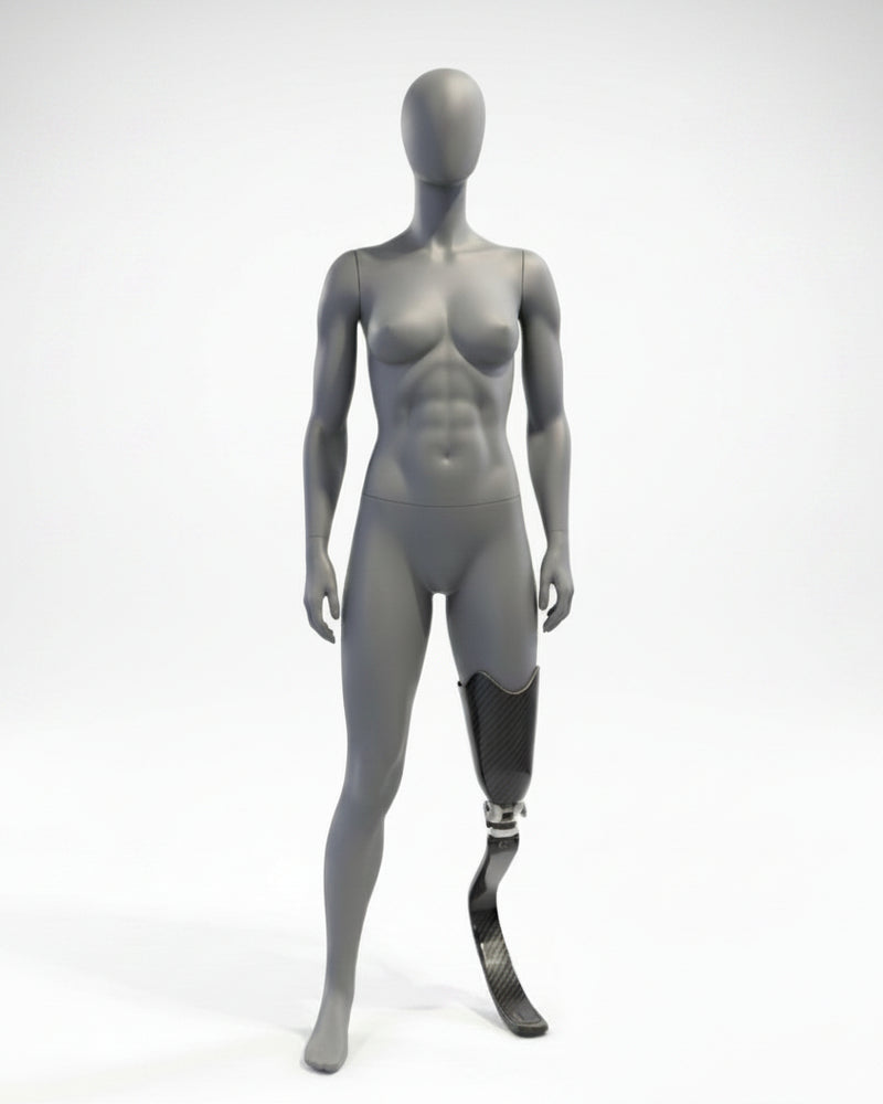Female Blade Runner Mannequin (Paralympic Style) - Light Grey (7046)